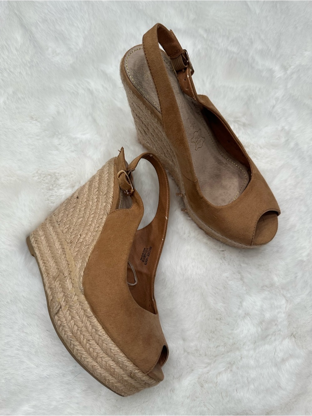 Atmosphere Tan Espadrille Wedge Slingback Peep-Toe